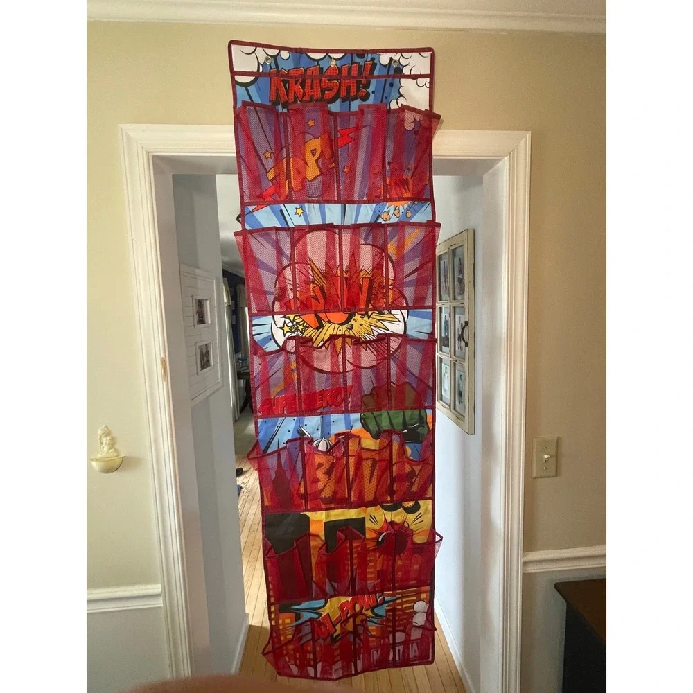 Superhero Over The Door Shoe Organizer 24 Mesh Pockets Comic Book Kids Storage